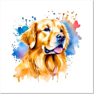 Watercolor Golden Retriever Posters and Art
